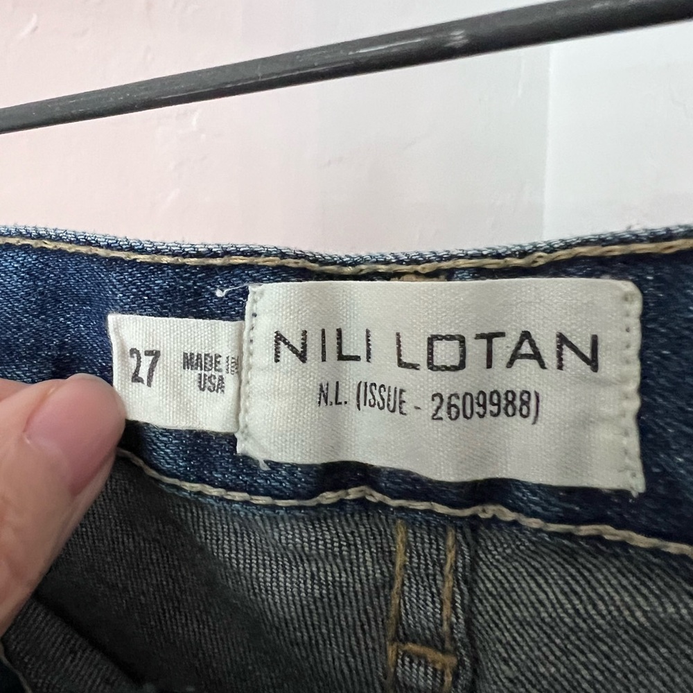 Nili Lotan Distressed Blue Cropped Carpenter Jeans - Picture 2 of 3